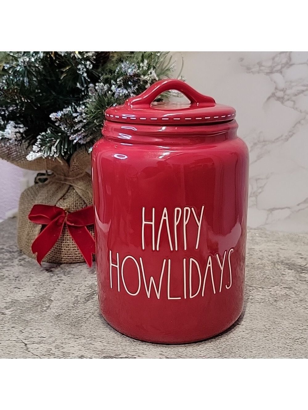 Rae Dunn Christmas Happy Howlidays Pet Canister